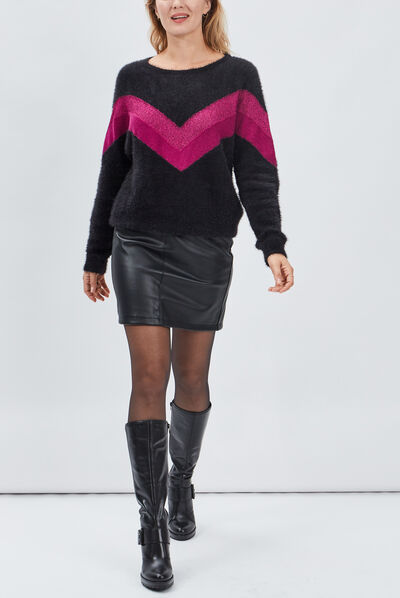 Pull manches longues noir femme