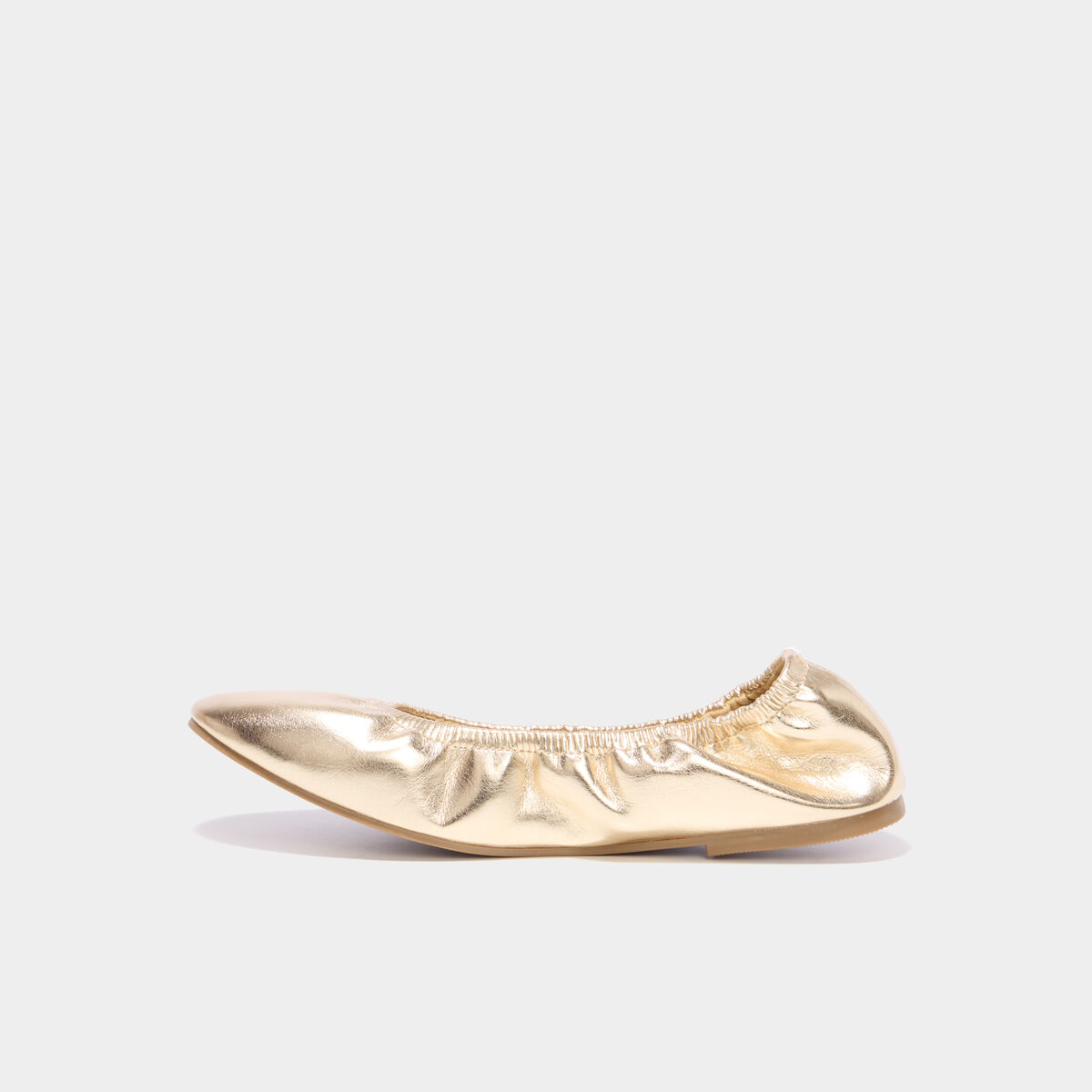 Ballerines &eacute;lastiqu&eacute;es &agrave; bout rond jaune or femme