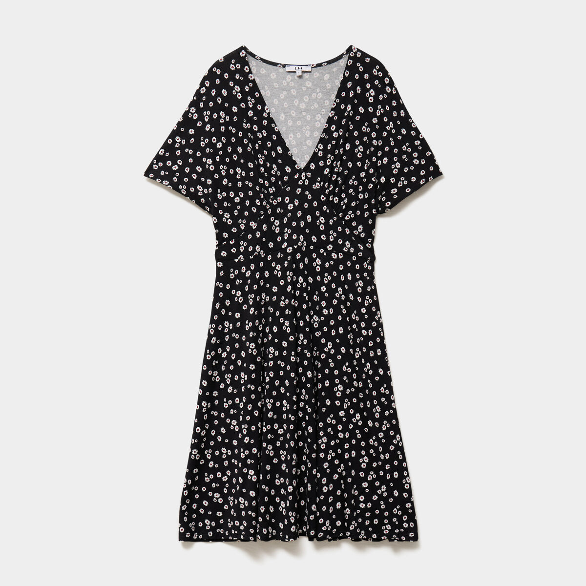 Robe fluide en maille longueur genou noir femme