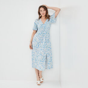 Robe longue droite Creeks blanc femme