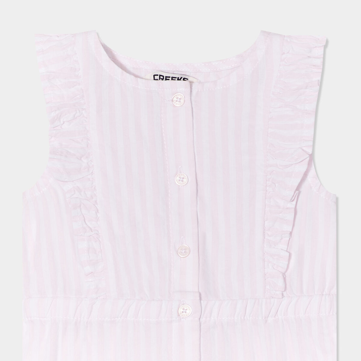 Combishort manches volants coton rose clair bébé fille
