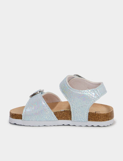 Sandales &agrave; paillettes et boucles bleu ciel b&eacute;b&eacute; fille