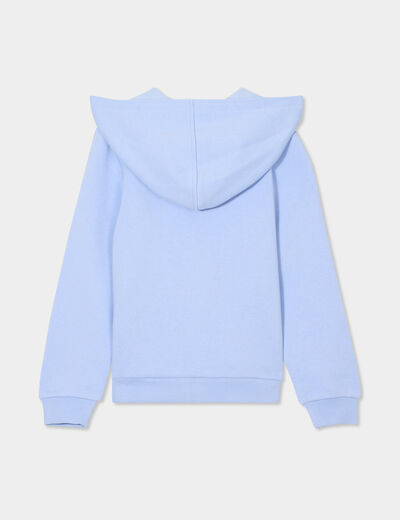 Sweat à capuche zippé bleu clair fille