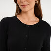 Gilet col rond manches longues noir femme