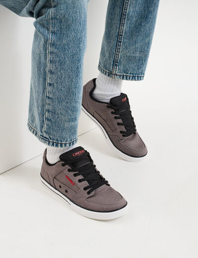 Tennis basses en toile à lacets gris homme