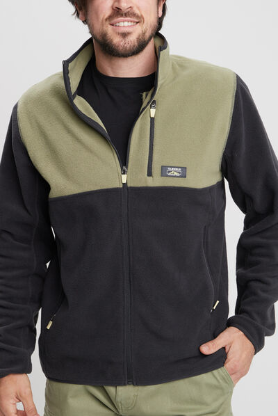 Gilet polaire col montant gris foncé homme