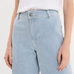 Pantalon flare cropped taille haute blanc femme