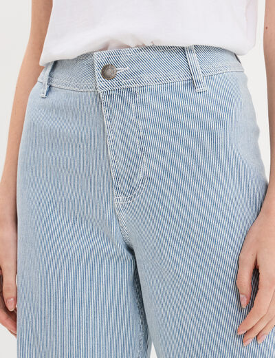 Pantalon flare cropped taille haute blanc femme