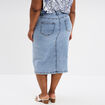 Jupe fendue en jean trap&egrave;ze denim triple stone femme grande taille