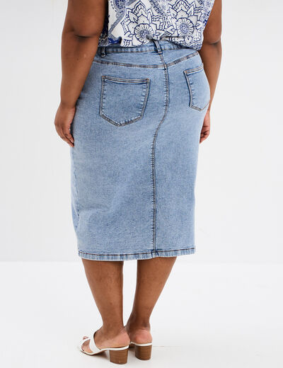 Jupe fendue en jean trapèze denim triple stone femme grande taille