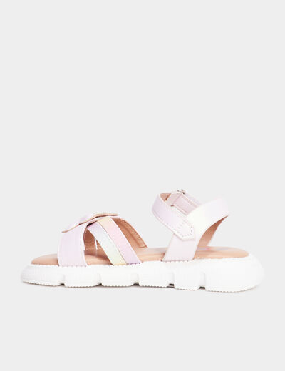 Sandales avec coeurs et paillettes rose fille