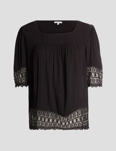 Blouse manches courtes noir femme grande taille