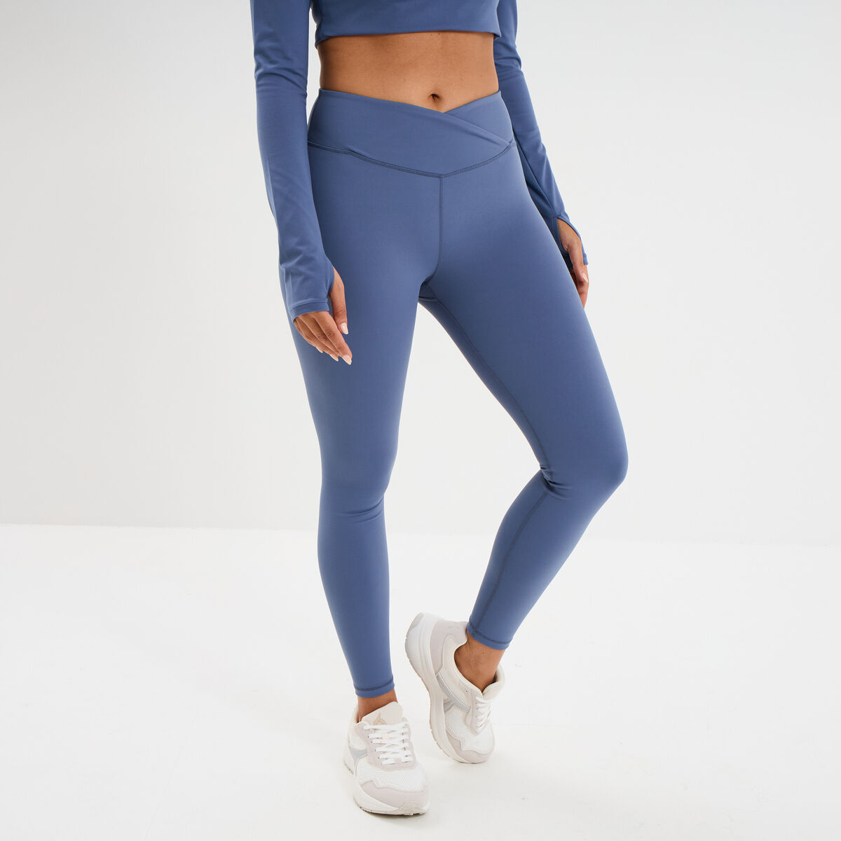 Legging de sport taille haute bleu fonc&eacute; femme