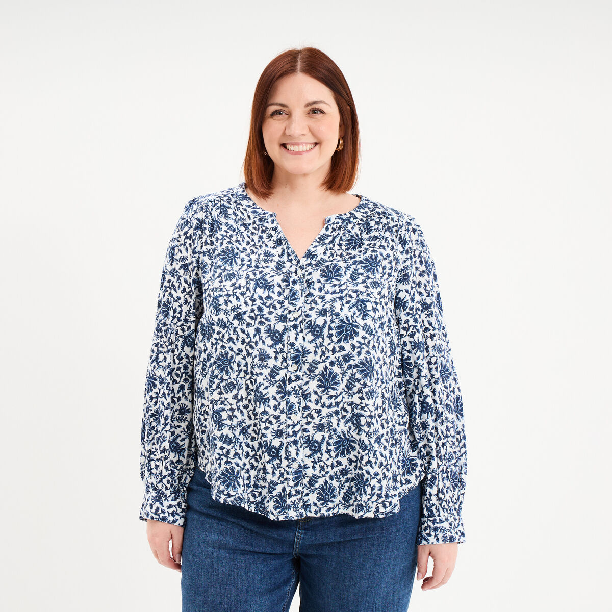 Blouse boutonn&eacute;e blanc femme grande taille