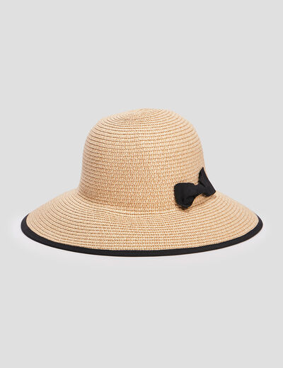 Chapeau en paille noir femme