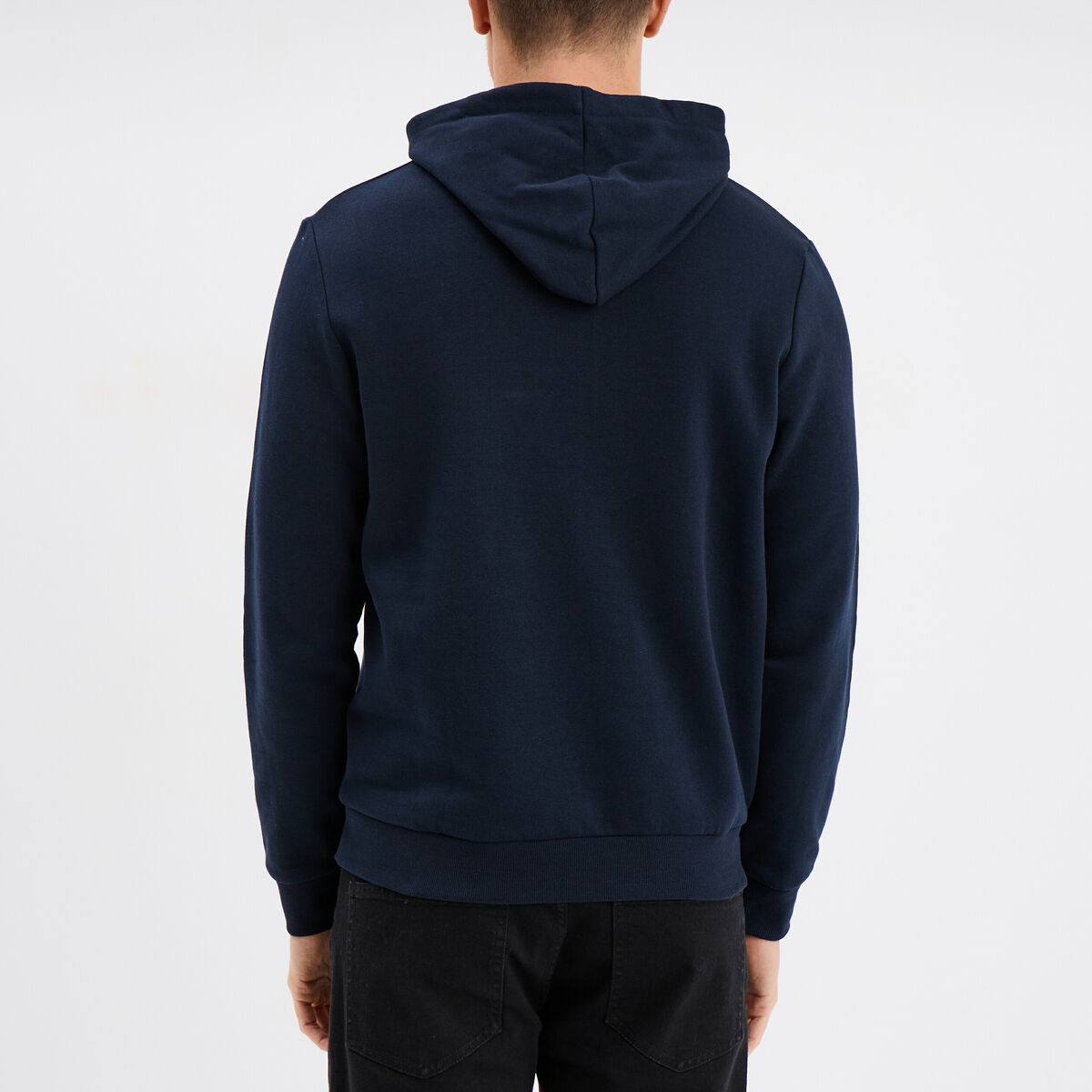 Sweat molleton &agrave; capuche hoodie bleu marine homme