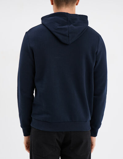 Sweat molleton à capuche hoodie bleu marine homme