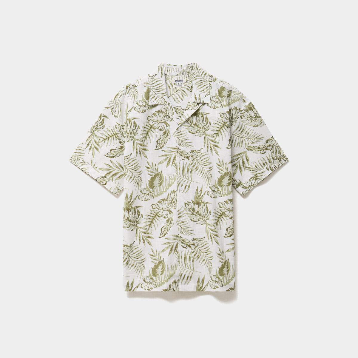 Chemise en coton manches courtes vert olive homme