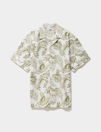 Chemise en coton manches courtes vert olive homme