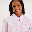 Chemise brod&eacute;e manches longues rose femme