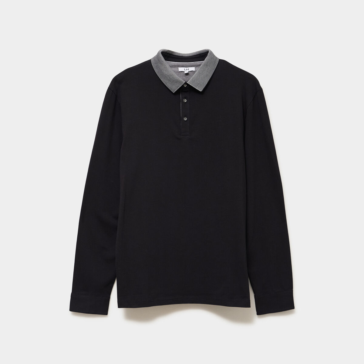 Polo manches longues coton majoritaire noir homme