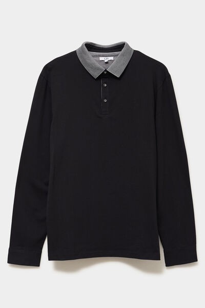Polo manches longues coton majoritaire noir homme