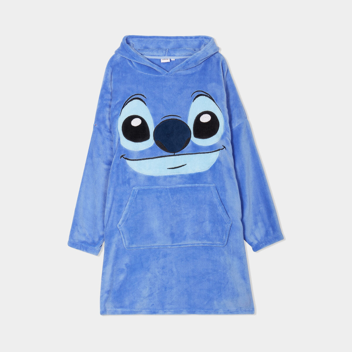 Poncho plaid &agrave; capuche Stitch bleu femme