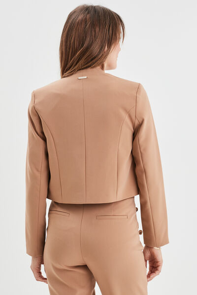 Veste doublée ajustée courte Mosquitos marron clair femme