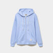 Sweat zipp&eacute; &agrave; capuche bleu lavande femme