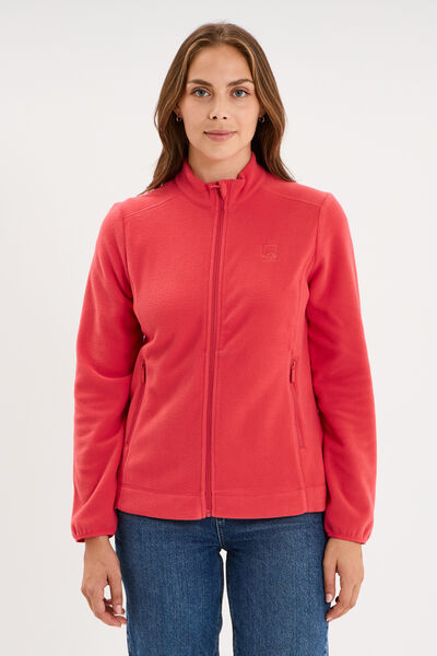 Veste polaire zipp&eacute; manches longues rose femme