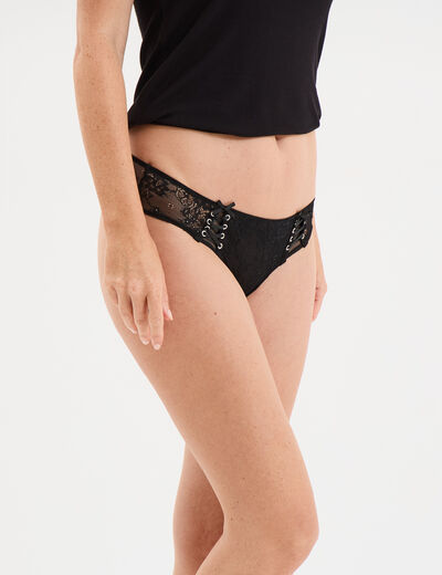Shorty en dentelle noir femme