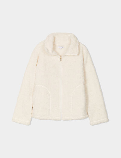 Veste de pyjama fausse fourrure blanc femme