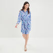 Robe chemise droite fluide ceinturée bleu femme