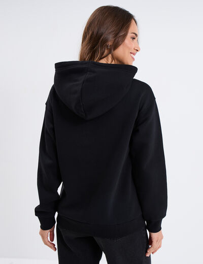 Sweat zippé à capuche noir femme