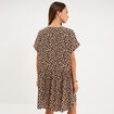 Robe courte fluide manches courtes beige clair femme