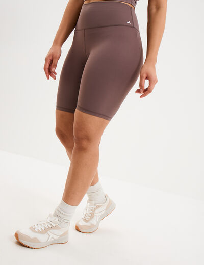 Short cycliste de sport taille haute mauve femme