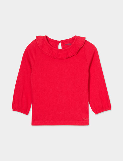 T-shirt col à volants coton Creeks rouge bébé fille