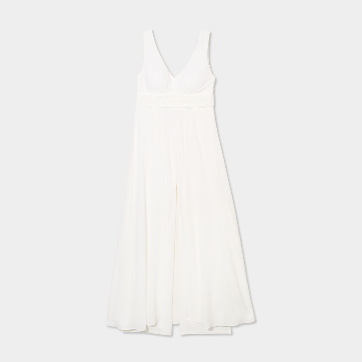Combinaison pantalon avec voile jupe blanc femme