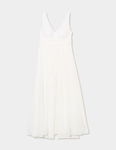 Combinaison pantalon avec voile jupe blanc femme