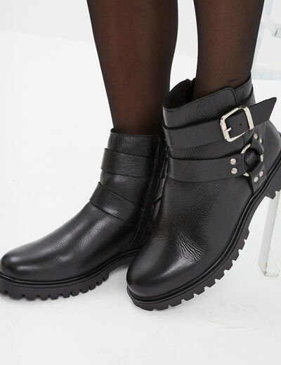 Bottines en cuir zippée Liberto noir femme