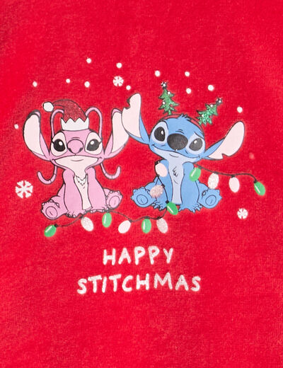 Dors-bien No&euml;l effet velours Stitch rouge b&eacute;b&eacute;