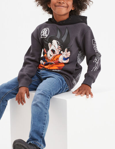 Sweat à capuche hoodie Dragon Ball Goku gris foncé garçon