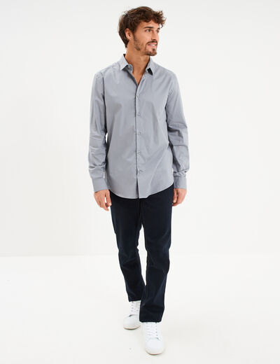 Chemise stretch manches longues bleu gris homme