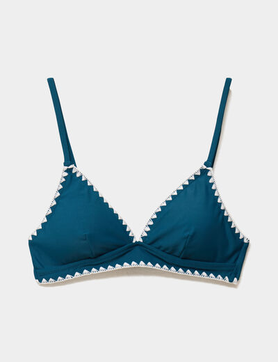 Haut de maillot de bain triangle bleu p&eacute;trole femme