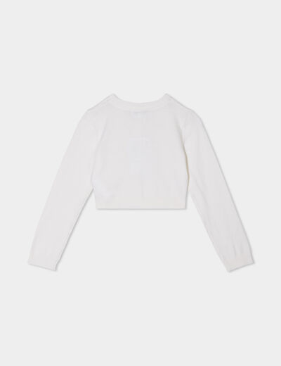Gilet manches longues ivoire fille