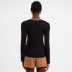 T-shirt col rond manches longues noir femme