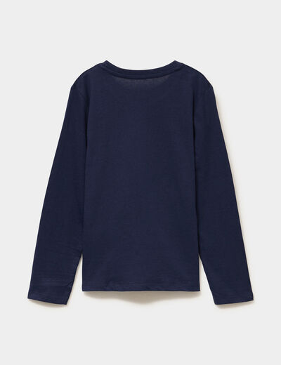 Ensemble pyjama 2 pi&egrave;ces coton bleu marine gar&ccedil;on