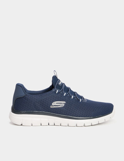 Baskets running lacets élastiqués bleu homme