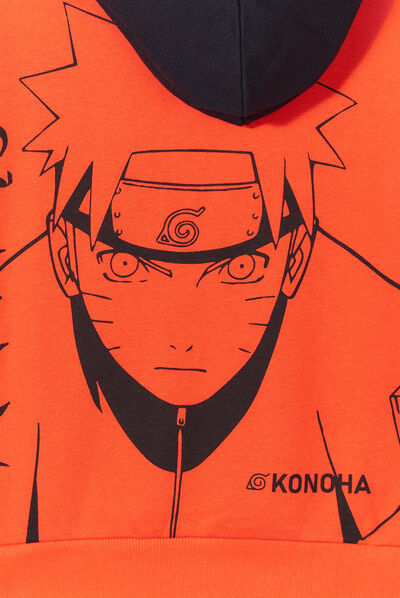 Sweat à capuche hoodie coton Naruto orange foncé garçon