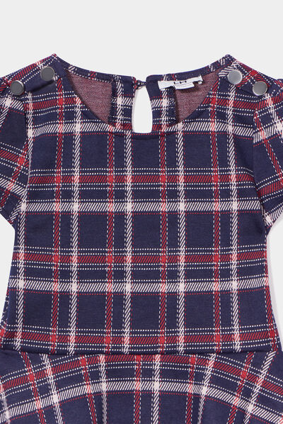 Robe patineuse manches courtes bleu marine fille